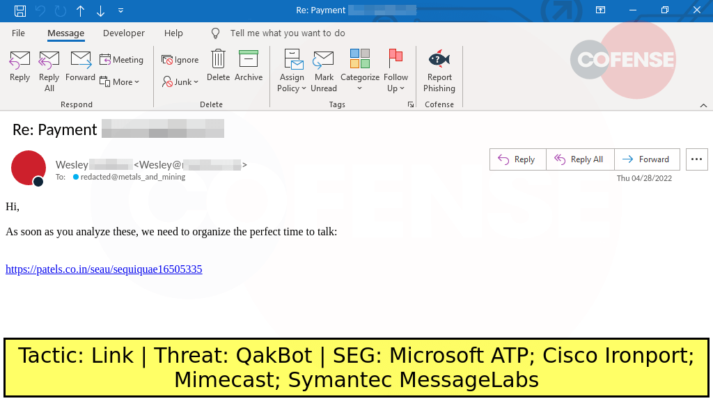 QakBot malware - Cofense