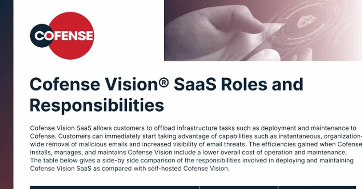 Roles and responsibilities in Cofense vision - infographic