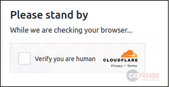 Figure 7: Example of Cloudflare CAPTCHA pulled from Google AMP phishing campaign. 